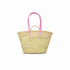 Moroccan straw basket with long leather handles