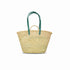 Moroccan straw basket with long leather handles