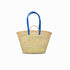Moroccan straw basket with long leather handles