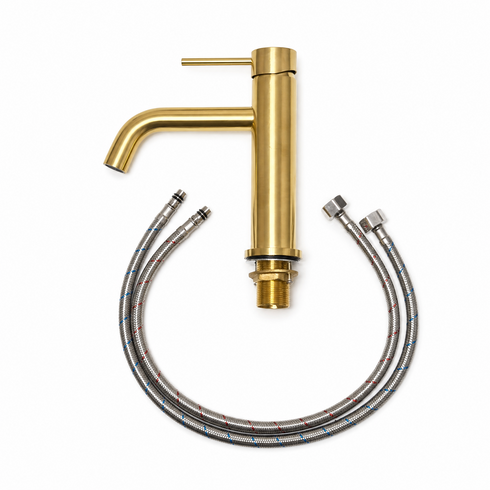Novato Minimalist Single-Hole Bathroom Faucet – Unlacquered Brass