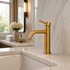 Novato Minimalist Single-Hole Bathroom Faucet – Unlacquered Brass