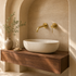 Oslo Cylindrical Wall-Mount Bathroom Faucet with Single Lever – Unlacquered Brass