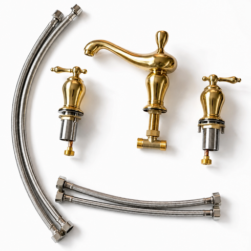 Orinda 3-Hole Widespread Bathroom Faucet with Lever Handles – Unlacquered Brass