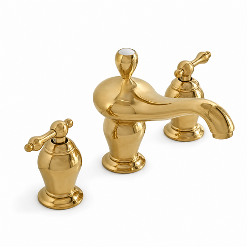 Orinda 3-Hole Widespread Bathroom Faucet with Lever Handles – Unlacquered Brass