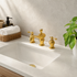 Orinda 3-Hole Widespread Bathroom Faucet with Lever Handles – Unlacquered Brass