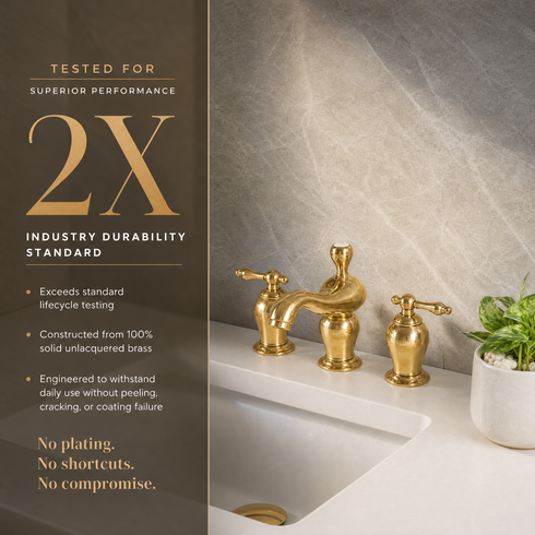 Orinda 3-Hole Widespread Bathroom Faucet with Lever Handles – Unlacquered Brass