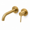Oslo Cylindrical Wall-Mount Bathroom Faucet with Single Lever – Unlacquered Brass