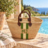 Personalized Straw Basket Bag, Custom Monogram Beach Tote, Handmade Moroccan Woven Market Bag, Embroidered Basket