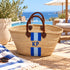 Personalized Straw Basket Bag, Custom Monogram Beach Tote, Handmade Moroccan Woven Market Bag, Embroidered Basket