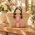 Personalized Straw Basket Bag, Custom Monogram Beach Tote, Handmade Moroccan Woven Market Bag, Embroidered Basket