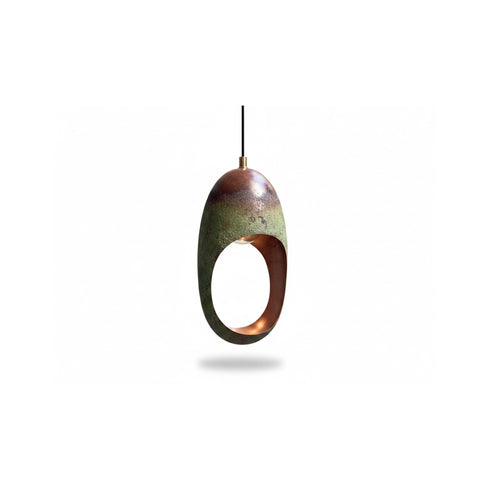 Elevate your interior ambiance with an Art of handmade patina copper pendant pair.