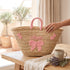 Personalized Handwoven Moroccan Straw Basket with Leather Handles