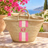 Personalized Moroccan Straw Basket Bag, Handmade Woven Beach Tote, Custom Initials, Boho Summer Market Bag