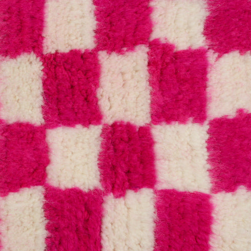 Pink Checkered Rug, Moroccan Wool Rug, Handmade Berber Rug, Checkerboard Area Rug, Beni Ourain Carpet