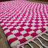 Pink Checkered Rug, Moroccan Wool Rug, Handmade Berber Rug, Checkerboard Area Rug, Beni Ourain Carpet