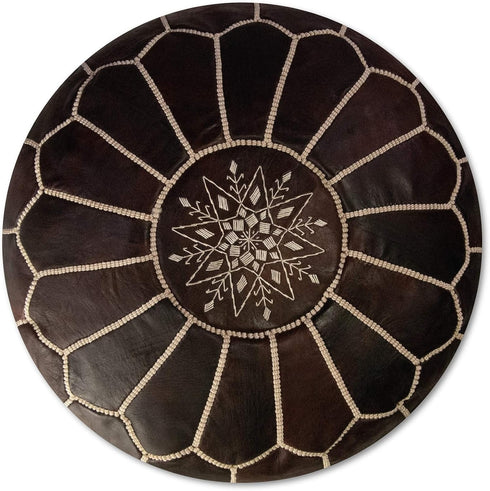 Enhance your living space with an Art of handmade Moroccan leather pouf.