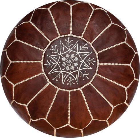 Enhance your living space with an Art of handmade Moroccan leather pouf.