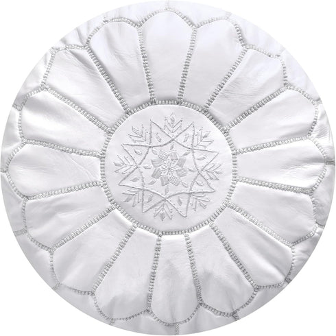 Enhance your living space with an Art of handmade Moroccan leather pouf.