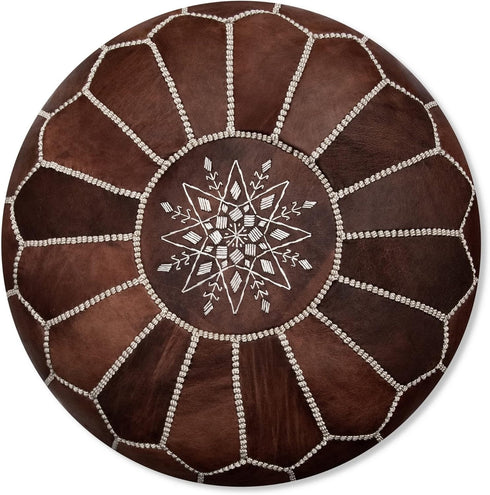 Enhance your living space with an Art of handmade Moroccan leather pouf.