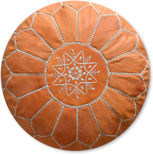 Enhance your living space with an Art of handmade Moroccan leather pouf.