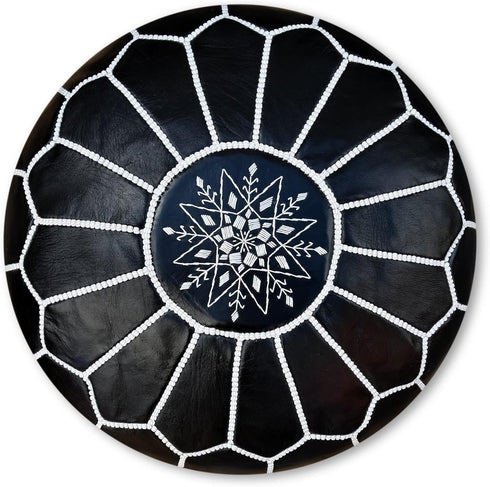 Enhance your living space with an Art of handmade Moroccan leather pouf.