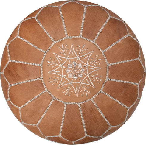 Enhance your living space with an Art of handmade Moroccan leather pouf.