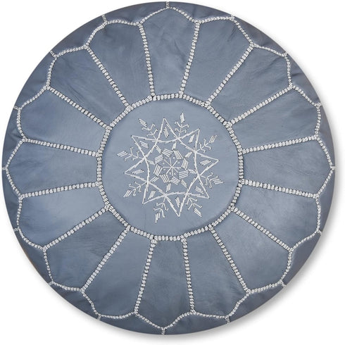 Enhance your living space with an Art of handmade Moroccan leather pouf.