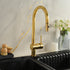 Pull-Down Kitchen Faucet with Gooseneck Spout – Unlacquered Brass