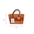 Handwoven Raffia Tote Bag with Colorful Stripes and Leather Handles