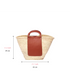 Handmade Moroccan Palm Straw Basket Bag with Genuine Brown Leather Handles