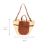 Handmade Moroccan Palm Straw Tote Bag with Genuine Brown Leather Handles