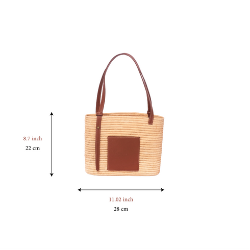 Handmade Moroccan Raffia Tote Bag with Genuine Leather Details – Minimalist Summer