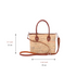 Handmade Moroccan Raffia Mini Tote Bag with Rounded Leather Handles
