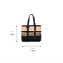 Handmade Black and Natural Raffia Tote Bag with Genuine Leather Handles