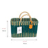 Handwoven Moroccan Straw Tote Bag – Teal & Natural Beige