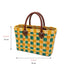 Handwoven Moroccan Straw Tote Bag – Teal, Yellow & Natural Beige