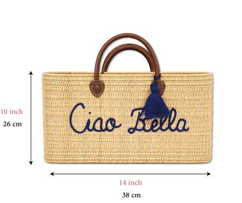 Ciao Bella Large Woven Straw Beach Tote Bag – Handmade Raffia Shopping & Summer Bag