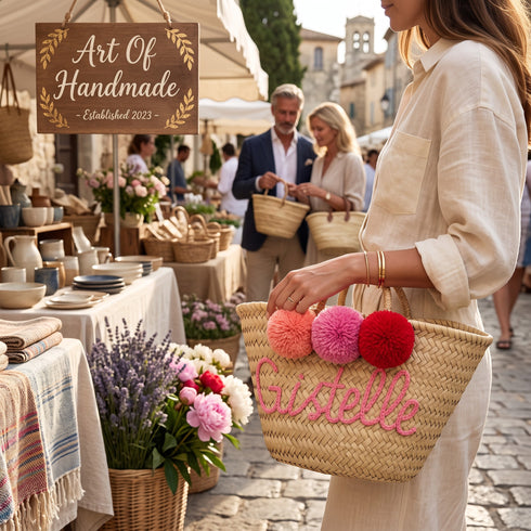 Wholesale Personalized Straw Basket, Customized Woven Beach Bag for Women