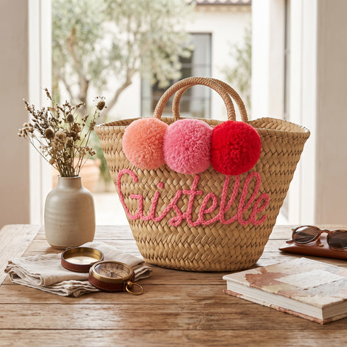 Wholesale Personalized Straw Basket, Customized Woven Beach Bag for Women