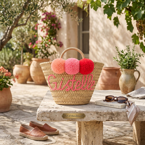 Wholesale Personalized Straw Basket, Customized Woven Beach Bag for Women