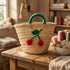 Cerises Straw Tote For Kids – Personalized Handmade Beach Bag & Custom Gift for Boys & Girls