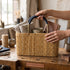 Handwoven Moroccan Straw Basket Bag with Leather Handles sustainable materials