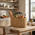 Handwoven Moroccan Straw Basket Bag with Leather Handles sustainable materials