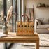 Handmade Moroccan Reed & Seagrass Tote Bag with Genuine Leather Handles