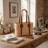 Handmade Moroccan Raffia Tote Bag with Genuine Leather Handles – Spacious Natural Straw Summer Beach Bag & Everyday Handbag