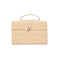 Handmade Moroccan Raffia Box Clutch with Gold Metal Handle & Brass Turn-Lock