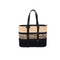 Handmade Black and Natural Raffia Tote Bag with Genuine Leather Handles