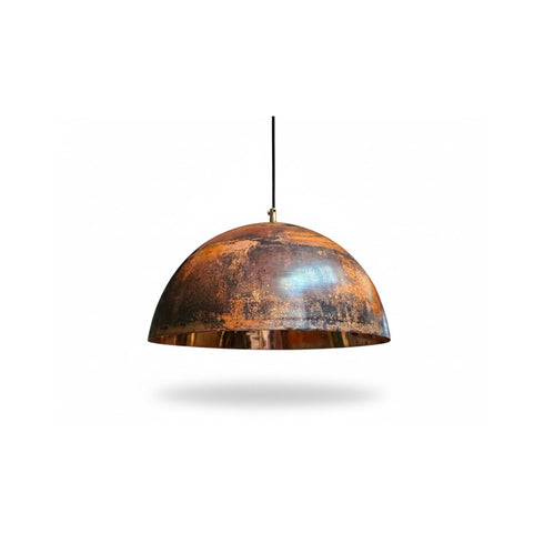 Illuminate your dining space with a beautiful Art of handmade rustic copper pendant set.
