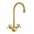 Single-Hole Bathroom Faucet with Cross Handles – Unlacquered Brass