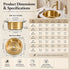 Smooth Polished Solid Brass Round Sink – Handcrafted Moroccan Undermount Basin